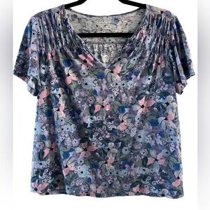 L.L. Bean Blue/Purple Floral Top